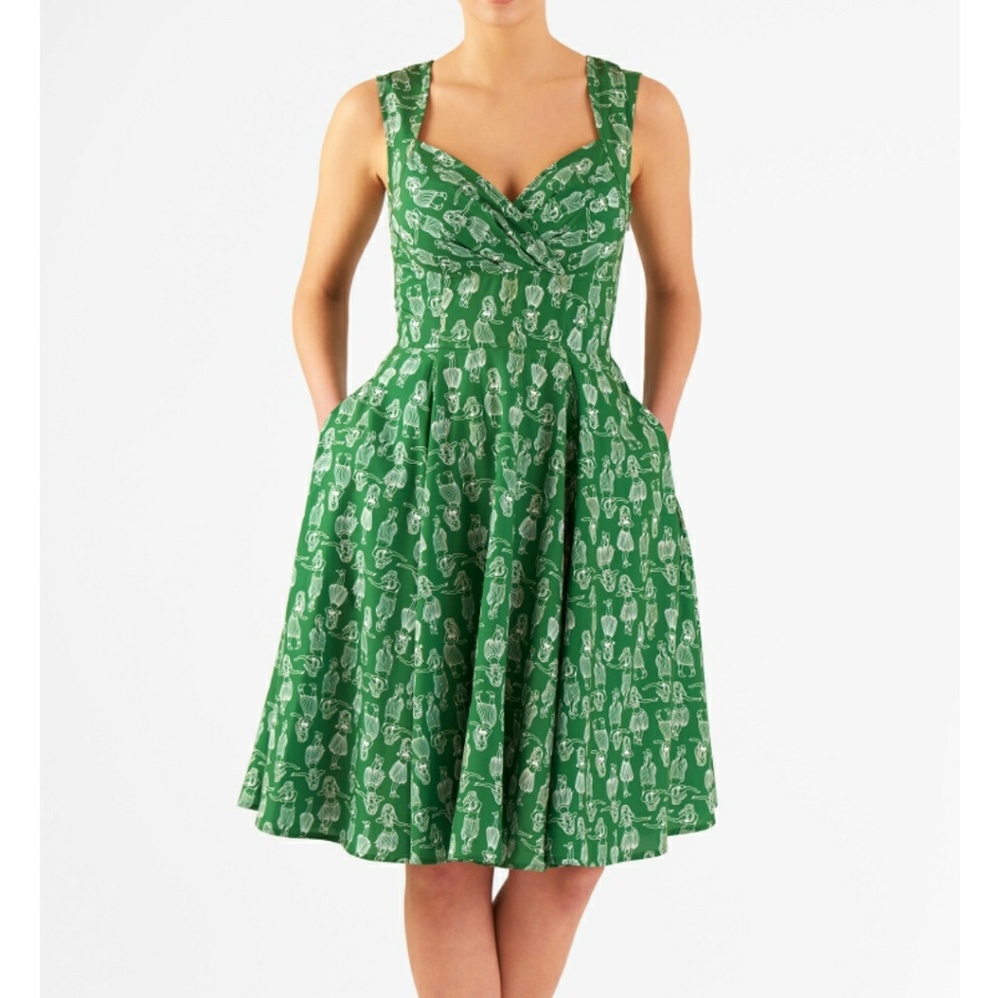 Eshakti 50s style retro hula girl print dress